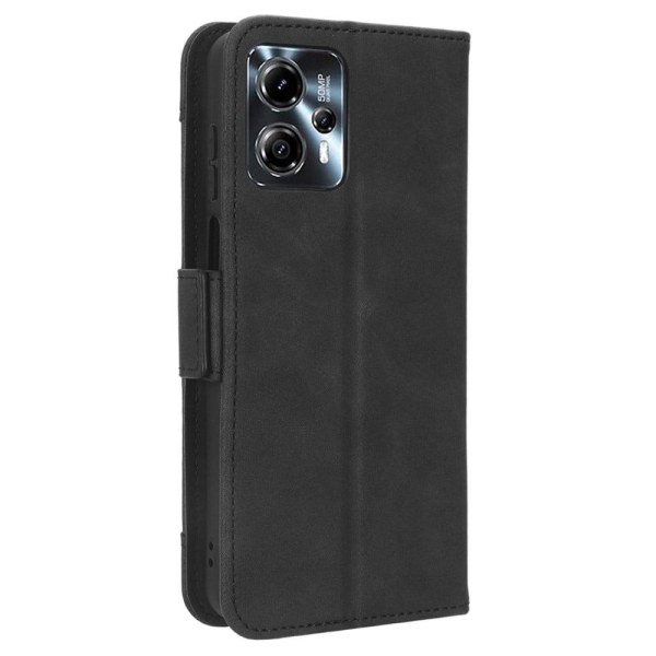 Stilfuldt Læder Etui med Pung til Motorola Moto G23 / G13 - Sort Black