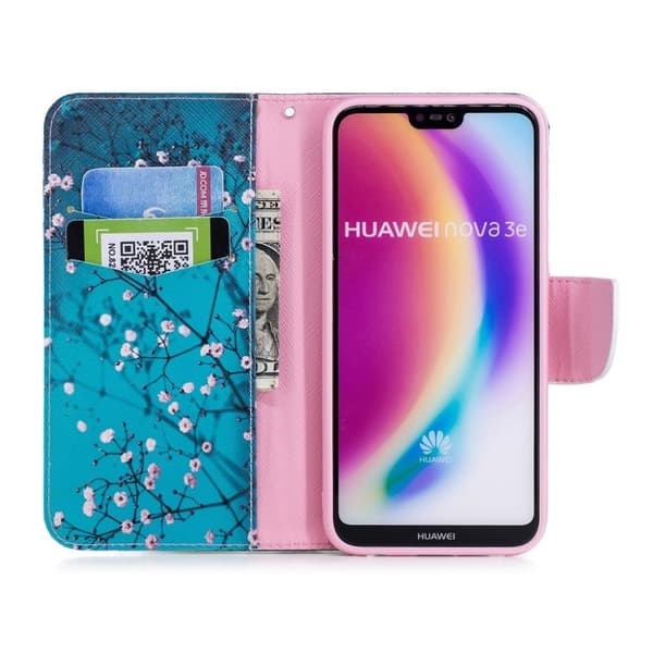 Huawei P20 Lite Etui laget av kunstlær og silikon - Vintersøtt Multicolor