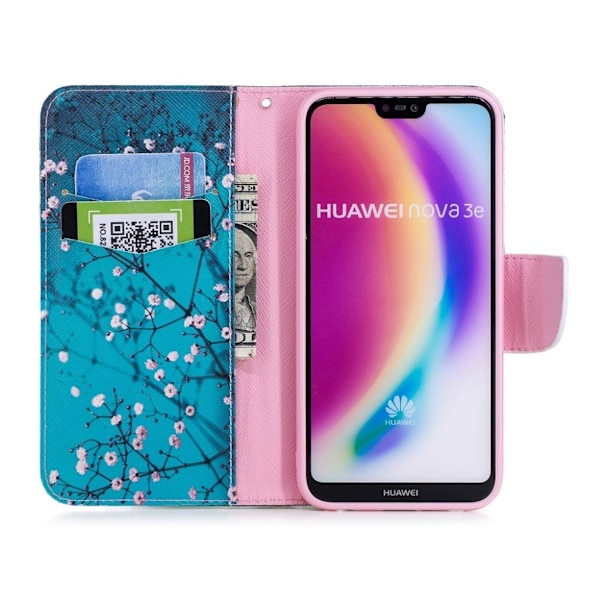Huawei P20 Lite / Nova 3e (China) mobilfodral i PU läder skyddande plånbok stående mönster på - Vintersött multifärg
