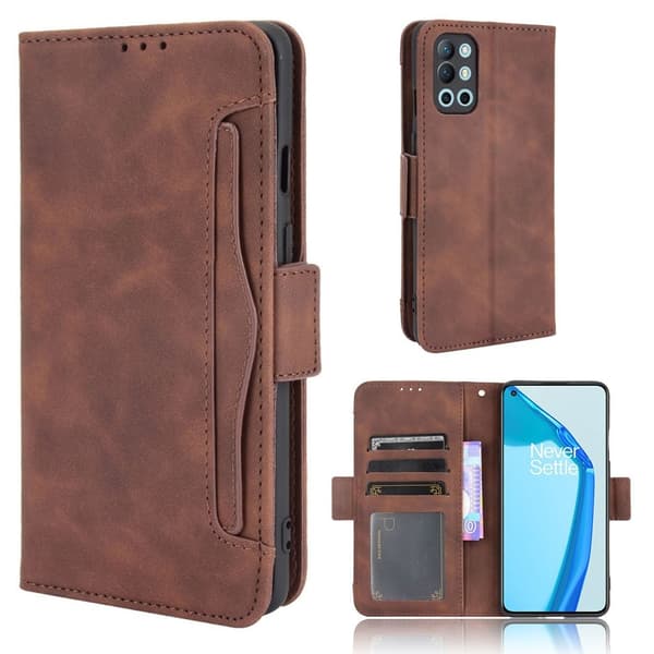 Modern-styled Lær Lommebok Etui til OnePlus 9R - Brun Brown