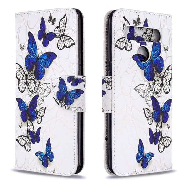 Wonderland LG K61 Etui - Blå og hvide sommerfugle Multicolor