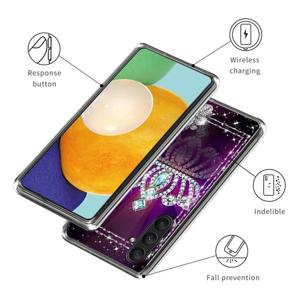 Deco Samsung Galaxy A24 4G deksel - Diamantkrone Purple