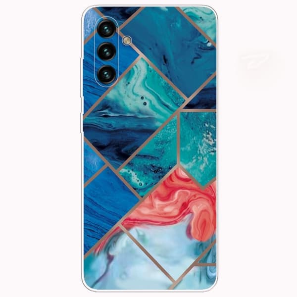 Marble Samsung Galaxy A13 5G Etui - Blå og Orange Marmor Multicolor