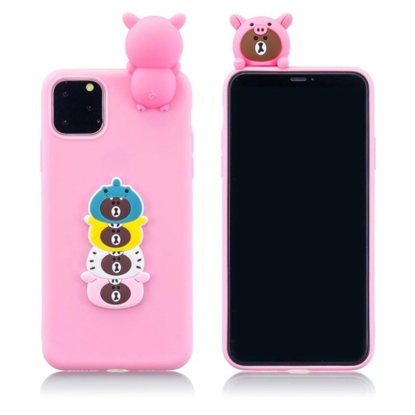 Cute 3D iPhone 11 kuoret - Tummanpinkit Karhut Pink