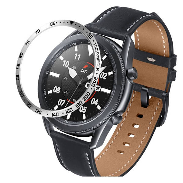 Samsung Galaxy Watch 3 (45mm) hållbar dial bezel - silver / svart Letters / E Type Silvergrå