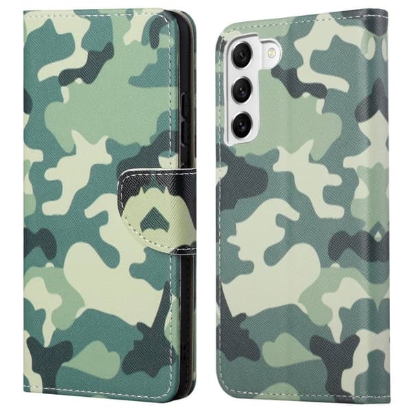 Wonderland Samsung Galaxy S23 Plus Flip Etui - Camouflage Green