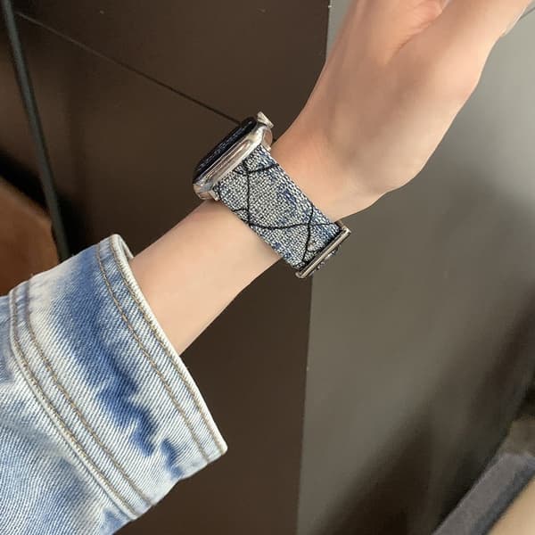 Apple Watch Series 41mm - 40mm - 38mm ersättningsarmband Denim klockarmband - Mörkblå Blå