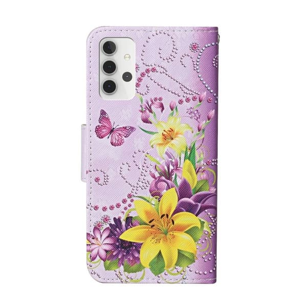Wonderland Samsung Galaxy A32 Flippetui - Gul Blomst Purple
