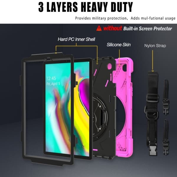 Samsung Galaxy Tab S5e 360 graders X-Shape kombinationsfodral i silikon - Ros Rosa