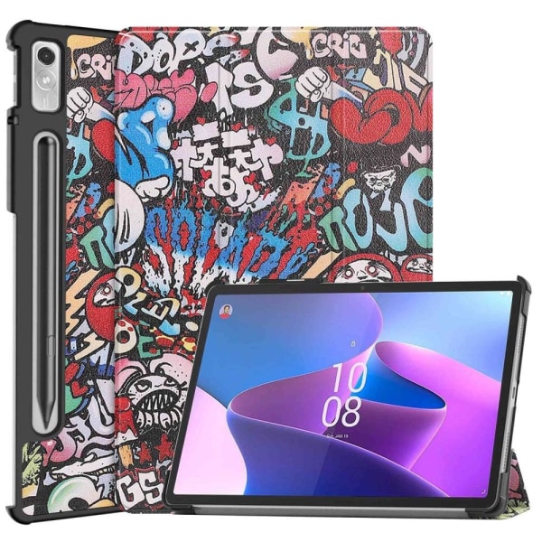 Lenovo Tab P11 Pro (2. generation) læderetui med trefoldigt mønster - Graffiti Multicolor