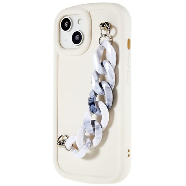 iPhone 14 Plus fleksibelt telefon cover med mat overflade og kæde Drop Resistant Phone Cover - Grå / Grå White