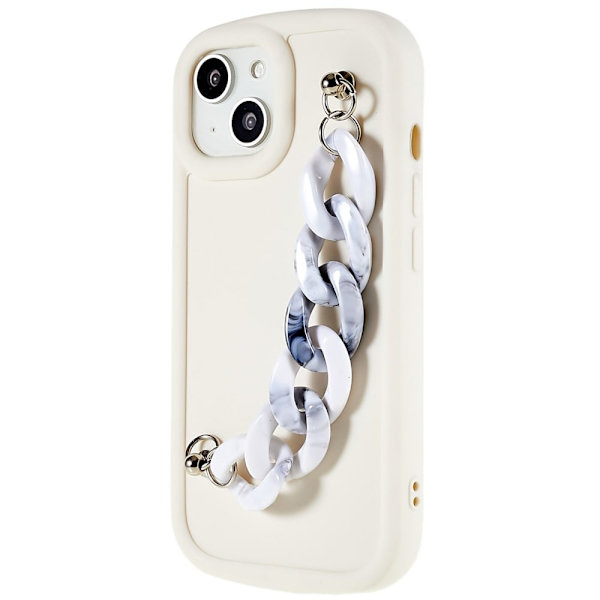 Marmormotiv iPhone 14 Plus skal - Grå / Vit Marmor Kedja Vit