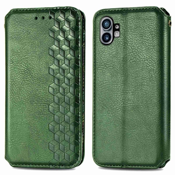 Läder Nothing Phone (1) fodral med romb-design - Grön Grön