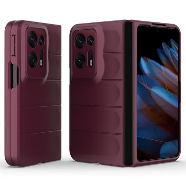 Mjukt greppformat Oppo Find N2 skal - Vinröd Röd