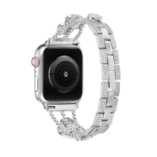 Apple Watch 40 mm klockarmband med strass och kalebassdekor - Silver / Grå Silvergrå