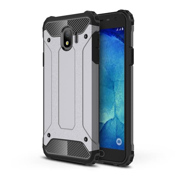 Samsung Galaxy J4 (2018) rustningskjold hybrid deksel  - grå Silver grey