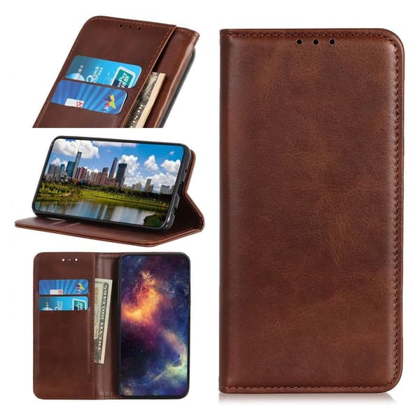 Flip Etui med Pung i Ekte Lær til OnePlus 8T - Kaffe Brown