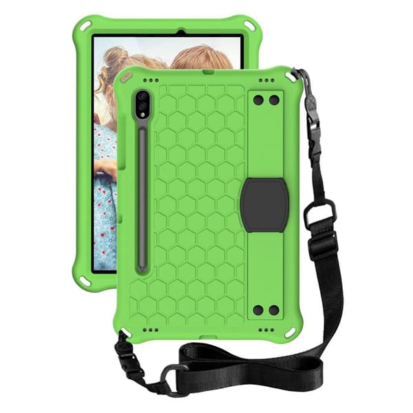 Honeycom mønster eva combo etui til Samsung Galaxy Tab S7 - grøn / sort Green