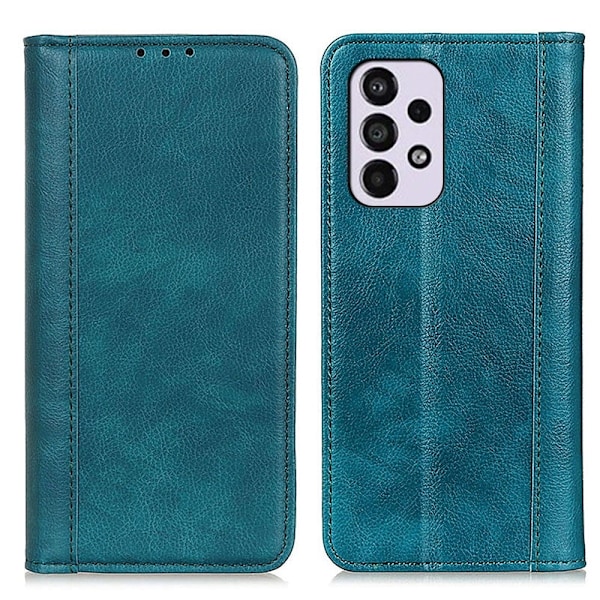 Äkta läder Samsung Galaxy A33 5G fodral med magnetisk stängning Grön