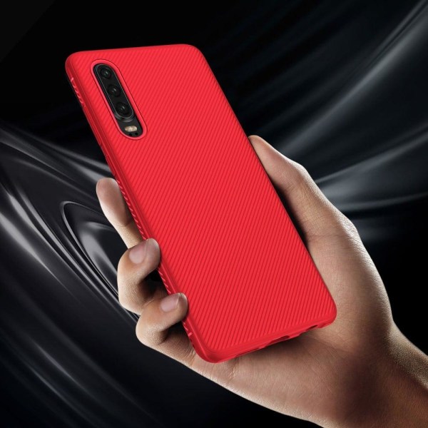 Huawei P30 jazz series tvilli pintainen suojakotelo - Punainen Red