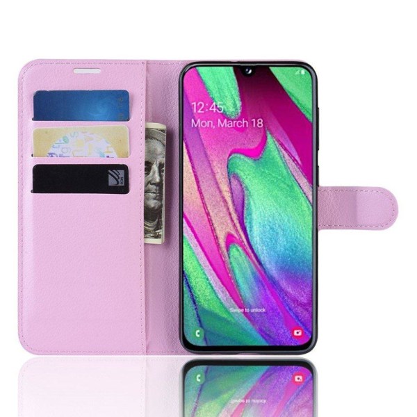 Samsung Galaxy A40 litchi läderfodral - Rosa Rosa