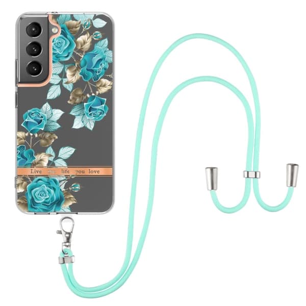 Slankt og holdbart softcover med nøglesnor til Samsung Galaxy S22 Plus - Blå Rose Blue