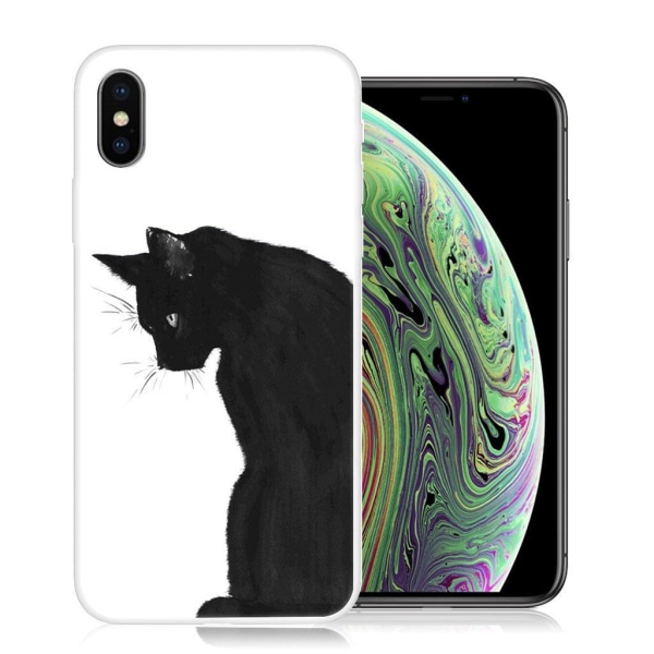 Blødt etui med mønsterprint til iPhone XS - Black Cat Black