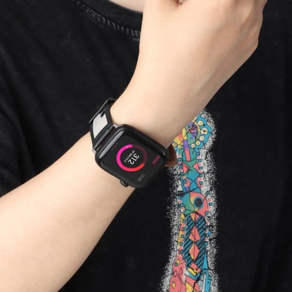 Apple Watch 40 mm urrem i landskabsmønstret læder - Sort Black