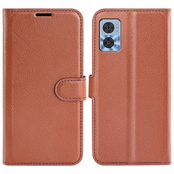 Classic Motorola Moto E22 Flippetui - Brun Brown