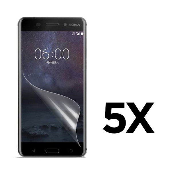 Nokia 6 skærmbeskytter som er lavet af film - 5 Stk Transparent