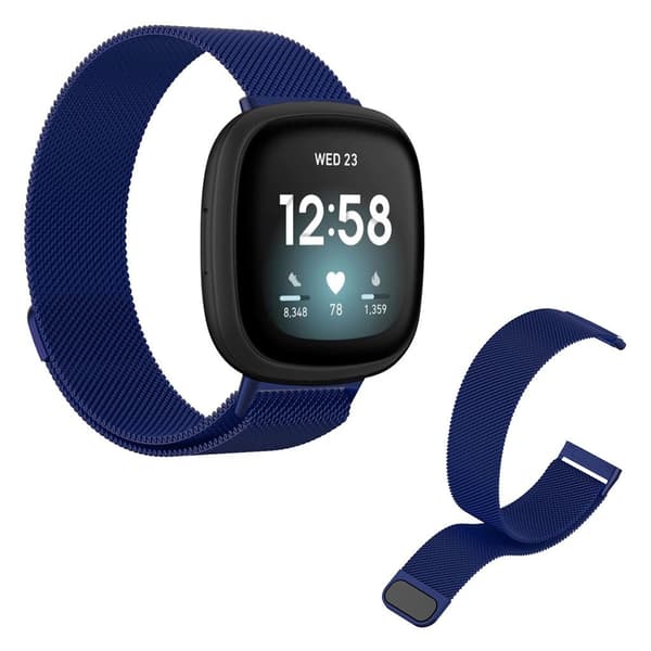 Fitbit Versa 3 klokkerem i rustfritt stål - Blå / Størrelse: L Blue