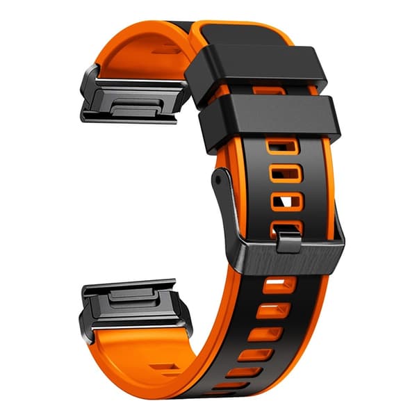 Dobbeltfarvet silikoneurrem til Garmin Watch - Sort / Orange Orange