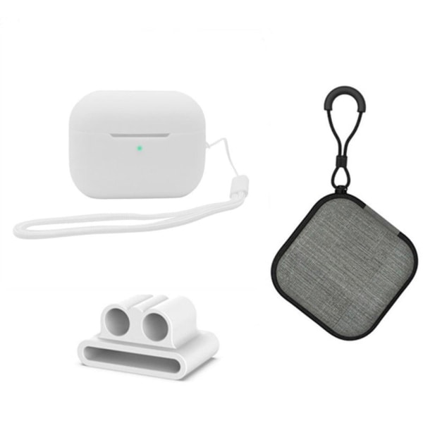 AirPods Pro 2 silicone case with storage box and holder - White Vit