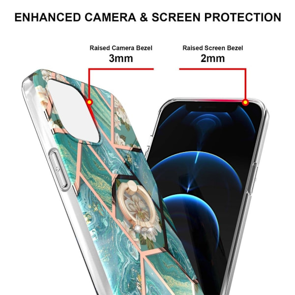 Marmormotiv iPhone 13 skal - Blå Blommor Blå