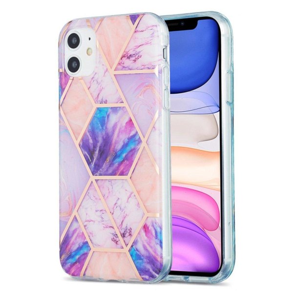 Marble design iPhone 11 kotelot - Violetti / Pinkki / Valkoinen Purple