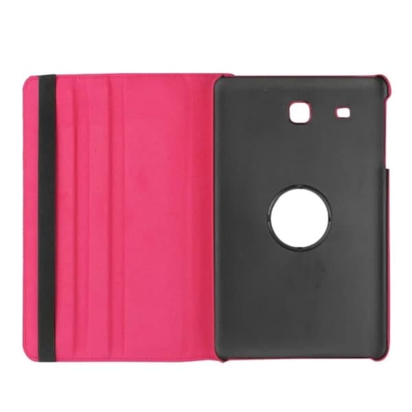 Jessen Samsung Galaxy Tab E 9.6 lær etui med roterende bak stativ.  Varm Rosa Pink
