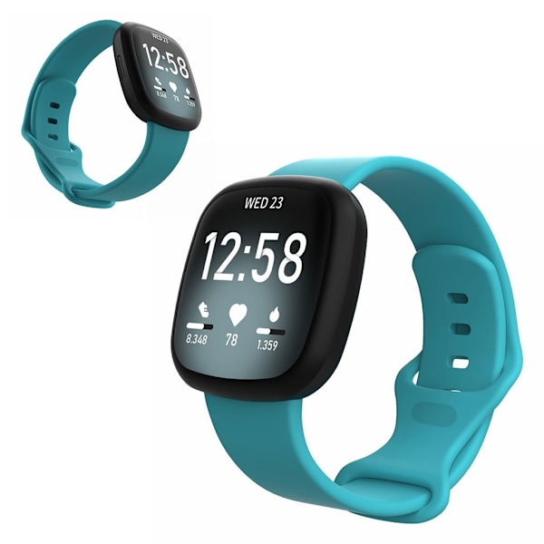 Fitbit Versa 3 / Sense silikone rem - cyan Størrelse: L Green