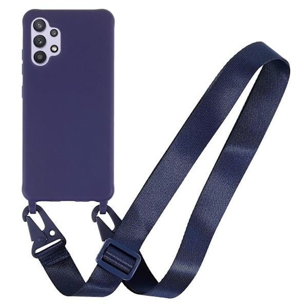 Tyndt TPU-etui med mat finish og justerbar strop til Samsung Galaxy A32 - Mørkeblå Blue