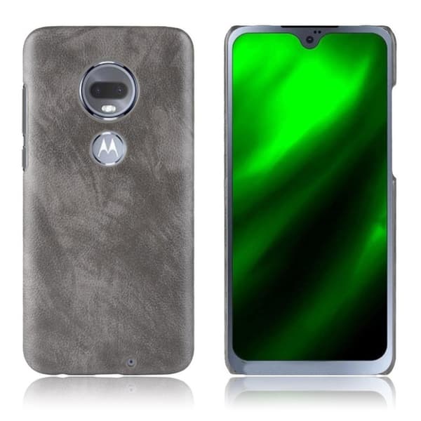Motorola Moto G7 litchi tekstur læderetui - Grå Silver grey