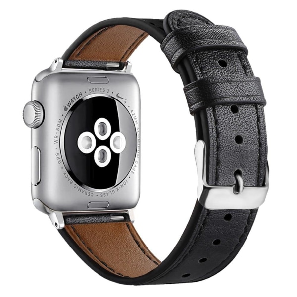 Apple Watch (41mm) Top Layer Koläder äkta Läder Klockarmband - S Svart