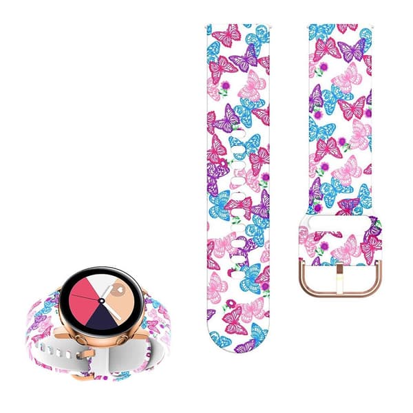22mm Universal viileä kuvio silikoni ranneke - Värikkäitä Perhosia Multicolor