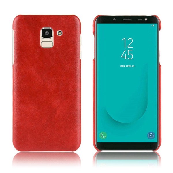 Samsung Galaxy J6 (2018) mobiletui i kunstlæder med Litchi overf Red