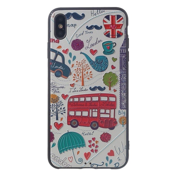 iPhone Xs Max embossed pattern case - Cartoon London Elements multifärg