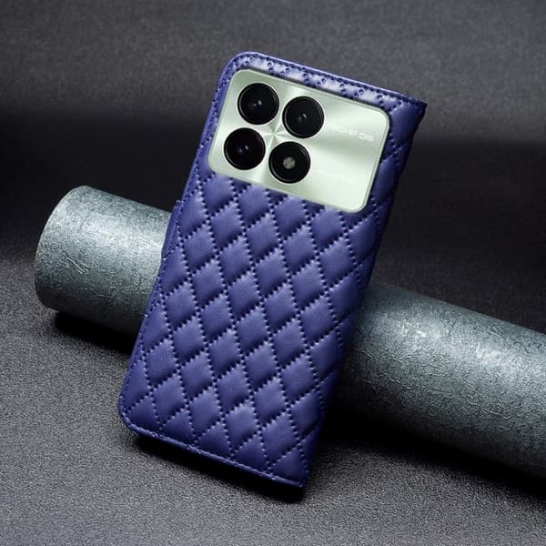 Rhombus mat Xiaomi Redmi K70E flip etui - Blå Blue