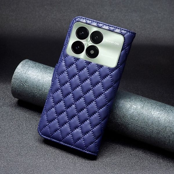 Rombemønster, matt flip-deksel for Xiaomi Redmi K70E - Blå Blue