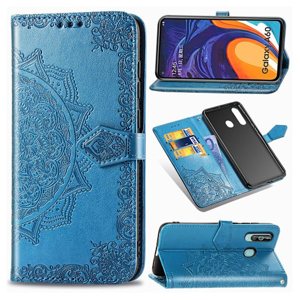 Mandala läder Samsung Galaxy A60 fodral - Blå Blå
