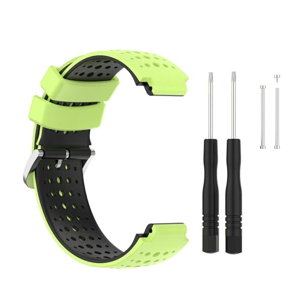 Garmin Forerunner 220 Silicone Watch Band Replacement Wrist Strap med runde huller - Lime + Sort Green