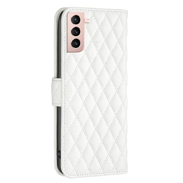 Rombemønster, matt flip-deksel for Samsung Galaxy S21 - Hvit White