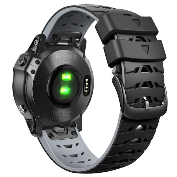 Silikonihihna Amazfit / Garmin / Coros kellolle - Musta / Harmaa Silver grey
