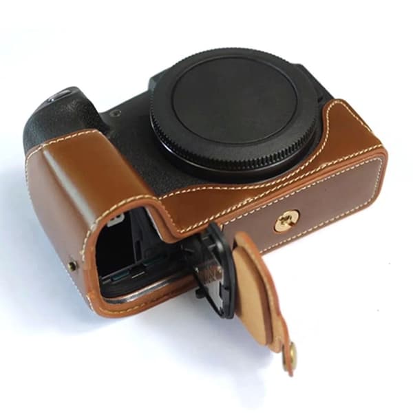 Canon EOS RP halvdeksel i lær med stropp - Brun Brown